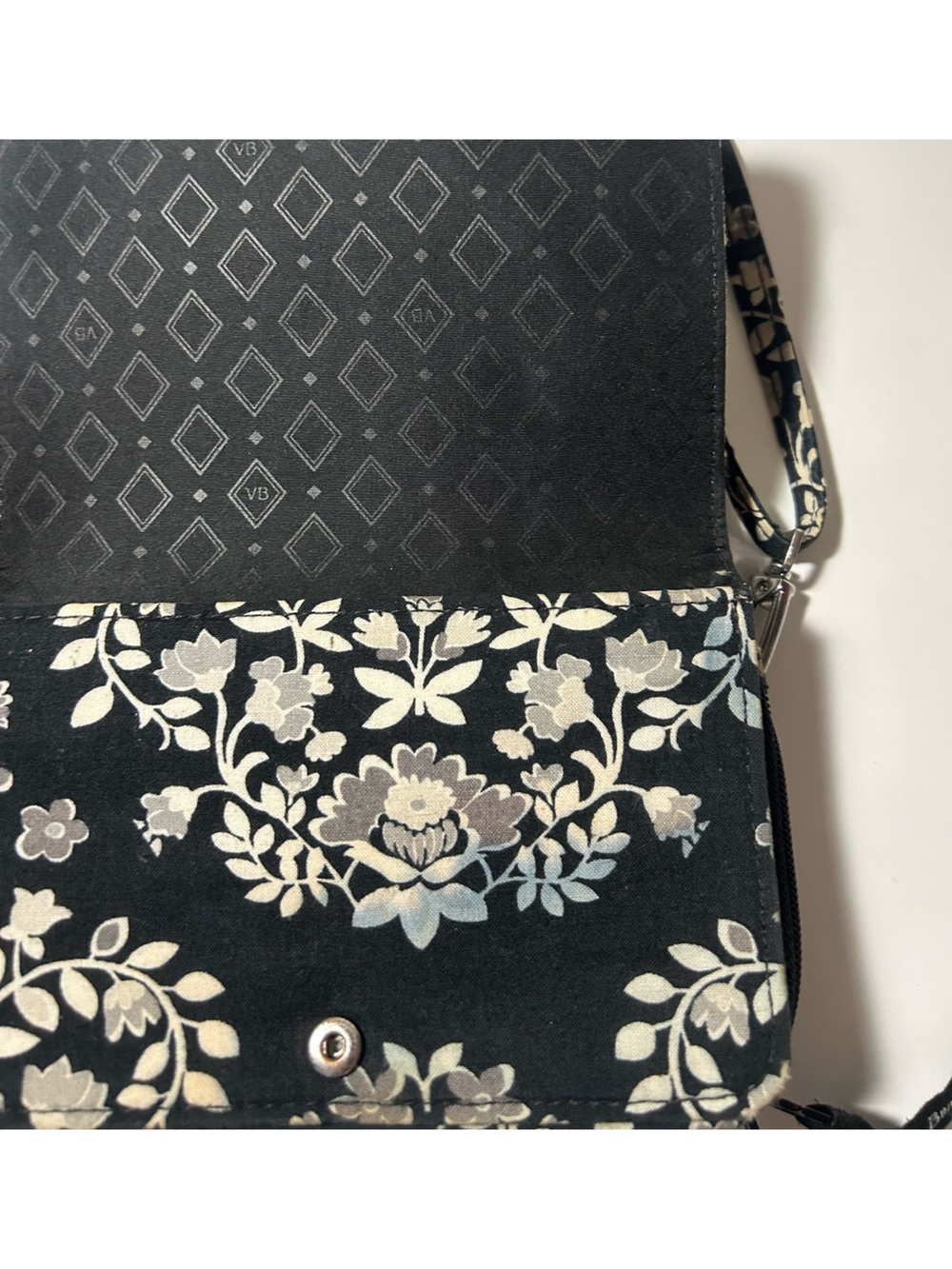 Vera Bradley Black and Cream Floral Crossbody Bag - Picture 3 of 5